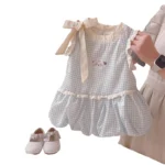 Girls cotton plaid skirt