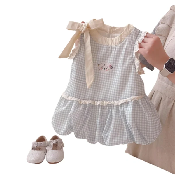 Girls cotton plaid skirt