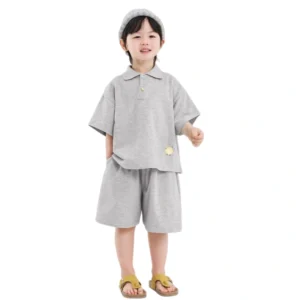 2-Piece Kids Polo Outfit Set, Summer Casual Playwear for Toddlers