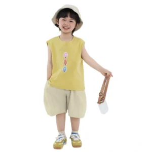 Kids Sleeveless Ice Cream Tee & Loose Shorts Casual Set