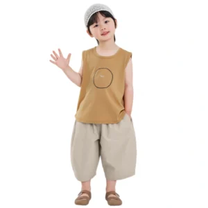 Toddler Casual Cotton Tank Top & Baggy Pants Summer Set