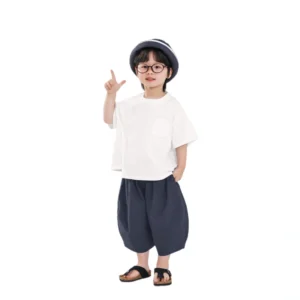Boys Summer White Short Sleeve Cotton T-Shirt