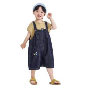 ids Denim Overalls Shorts with Matching Short Sleeve Tee